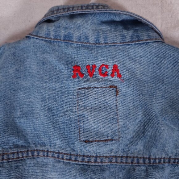 RVCA Grillo Special Edition Denim Jacket Womens XS Pockets Artsy Interior Jean - Picture 7 of 13